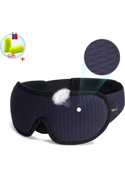3D Uyku Maskesi Gözler Için Hafif Uyku Maskesi Engelle Seyahat Göz Farı Gözü Göz Maskesi Gece Nefes Alabilir Slaapmasker Renk: Navyblue (Yurt Dışından)