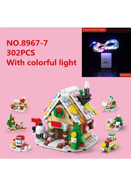 6'da 1 Yükseltilmiş Noel Serisi Yapı Taşları Işık Yaratıcı Kış Village House Dıy Tuğla Oyuncakları Noel Noelleri Hediye Renk: 8967-7 (A Işık) (Yurt Dışından)
