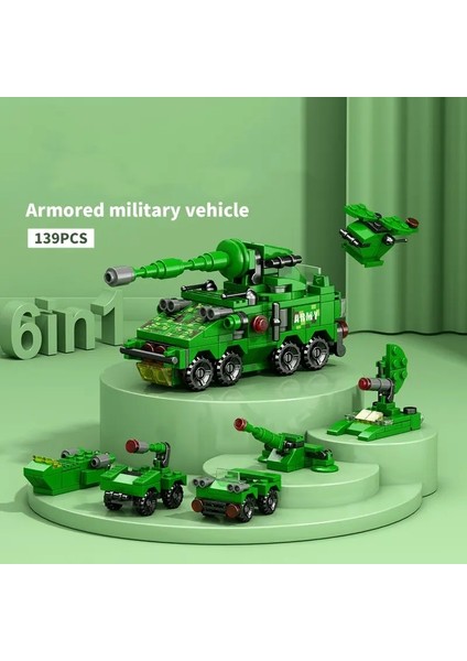 6in1 Mühendislik Araba Helikopter Kamyonu Tank Şehir Yapı Taşları Polis Tuğlaları Yangın Söğretim Tuğla Seti Çocuklar Için Renk: Kutu Olmadan (Yurt Dışından)