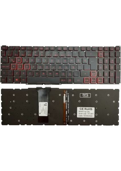 Nion Acer Nitro 5 AN515-55 NH.QB0EY.001 Uyumlu Notebook Klavyesi (Siyah Aydınlatmalı Tr)