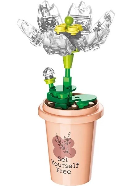 Mikro Yapı Taşları Çiçek Oyuncaklar Diy Ev Masası Fabrikası Serisi Dekorasyon Saksı Simüle Edilmiş Flowermodel Set Çocuk Oyuncakları Hediyeler Renk: Mountainlotu (Yurt Dışından)