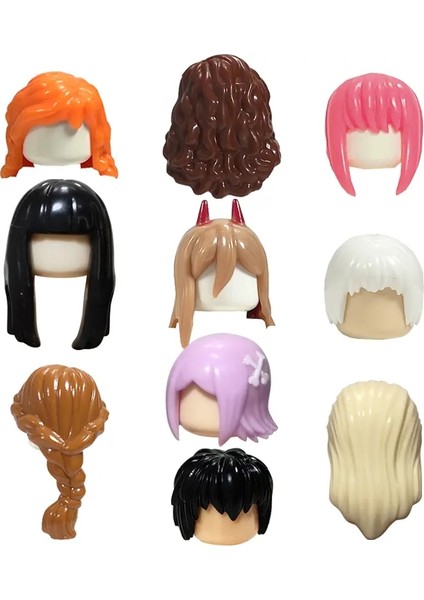 Kt Min Yapı Taşları Kızın Kıvırcık Saç Aksesuarları Moc Tuğlalar Setleri Figürler Saç Çocuk Oyuncakları Renk: Set G 10PCS (Yurt Dışından)