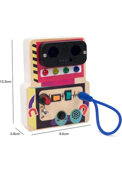 Montessori Meşgul Tahta Devre LED Işık Soketi Açık/kapalı Bebek Erken El Iyi Bilişsel Eğitim Öğretim Yardımcıları Oyuncak Hediyeleri Meşgul Tahta Renk: Robot (Yurt Dışından)