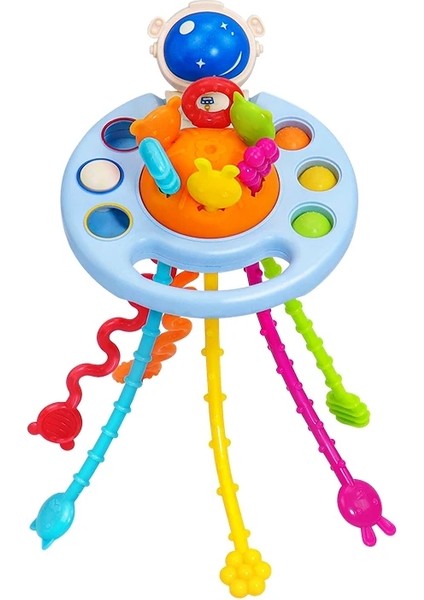 Etkinlik Geliştirme Çekme Oyuncaklar Silikon Diş Çıkarma Çıngırak Eğitimsel Öğrenme Oyuncak Bebek Duyusal Montessori Oyuncakları 6 12 Ay Renk: Mavi Astronot (Yurt Dışından)