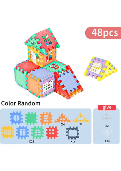 Büyük Ölçekli Ev Yapısı Banka Simülasyon Pencere Tasarımı, Anaokulu Inşaatı, Erkekler ve Kızların Yaratılışı Büyük Ev Buikolor: 48PCS (Yurt Dışından)