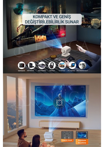 4K 5g Wifi 1080P 200 Lümen Projektör ile Akıllı Taşınabilir Android Yüksek Çözünürlük