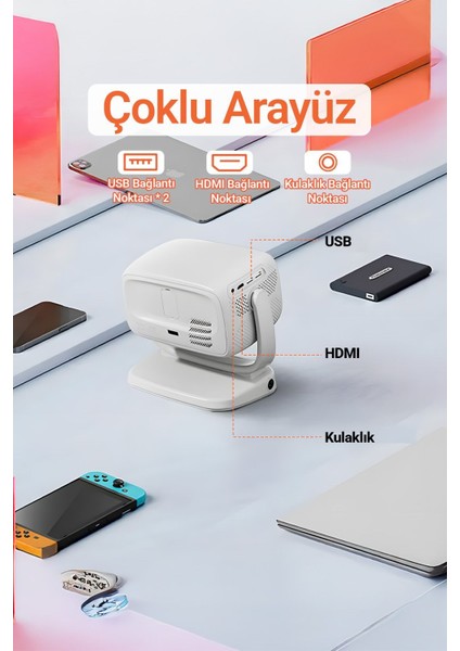 4K 5g Wifi 1080P 200 Lümen Projektör ile Akıllı Taşınabilir Android Yüksek Çözünürlük