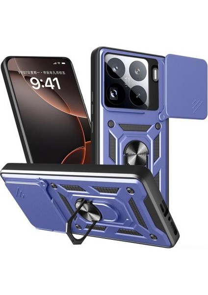 Xiaomi Mi 15 Pro Kılıf Pars Yüzüklü Kamera Sürgülü Tank Kapak