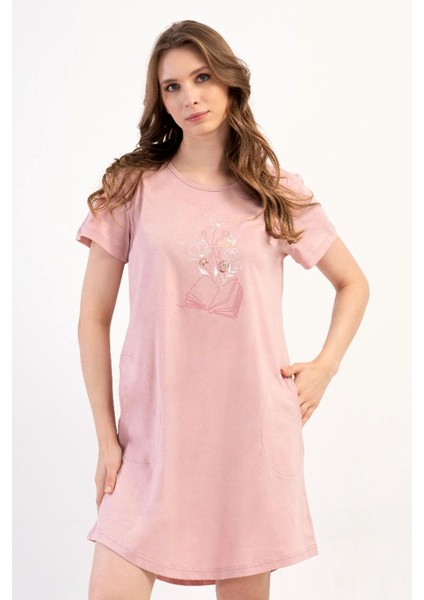 Kadın Büyük Beden Kısa Kol Pembe Tunik C3T6N0O014