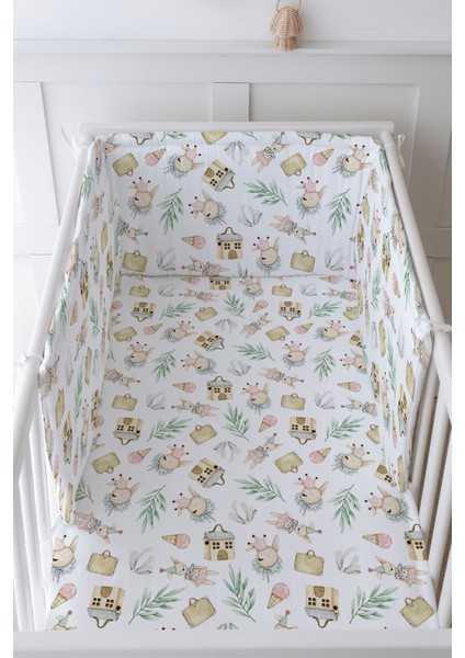 Bebek Başucu Koruyucu ve Baskılı Çarşaflı Uyku Seti - Iconic Serisi - Antika Soytarı Oyuncak Ayı