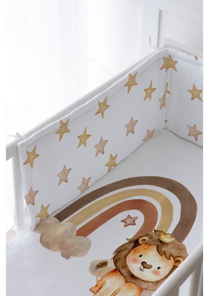 Bebek Başucu Koruyucu ve Baskılı Çarşaflı Uyku Seti - Iconic Serisi - Vintage Aslan fiyatları