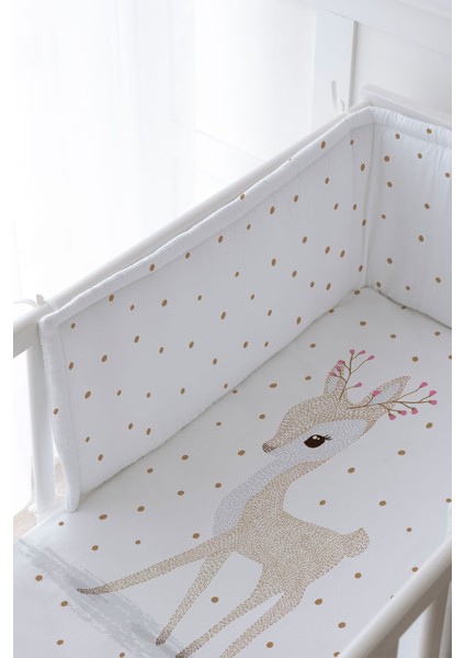 Bebek Başucu Koruyucu ve Baskılı Çarşaflı Uyku Seti - Iconic Serisi - Çiçek Boynuzlu Geyik fiyatları