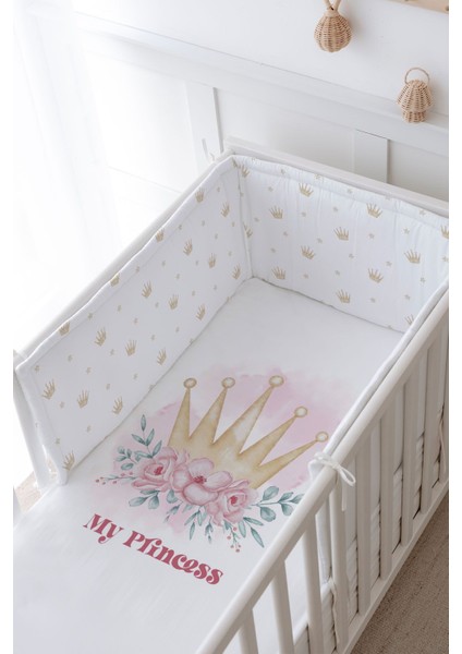 Bebek Başucu Koruyucu ve Baskılı Çarşaflı Uyku Seti - For Baby Serisi - Little Princess modelleri