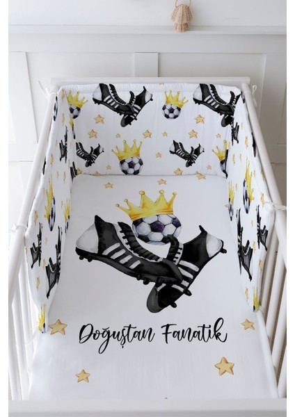 Bebek Başucu Koruyucu ve Baskılı Çarşaflı Uyku Seti - For Baby Serisi - Siyah Beyaz