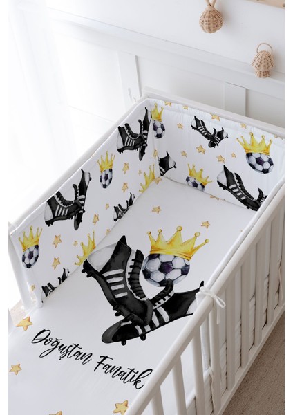 Bebek Başucu Koruyucu ve Baskılı Çarşaflı Uyku Seti - For Baby Serisi - Siyah Beyaz modelleri