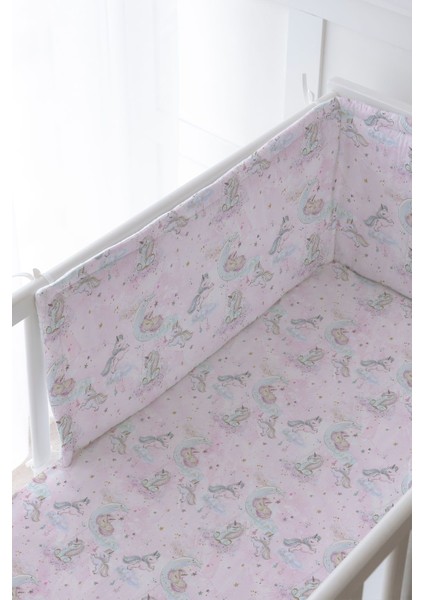 Bebek Başucu Koruyucu ve Baskılı Çarşaflı Uyku Seti - Iconic Serisi - Unicorn Dream fiyatları