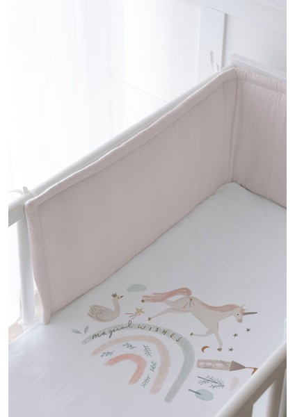 Bebek Başucu Koruyucu ve Baskılı Çarşaflı Uyku Seti - Royal Serisi - Magical Unicorn fiyatları