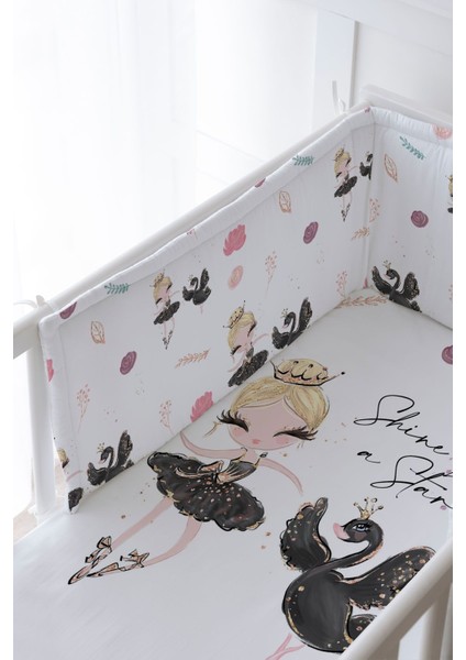 Bebek Başucu Koruyucu ve Baskılı Çarşaflı Uyku Seti - For Baby Serisi - Siyah Tütülü Balerin fiyatları