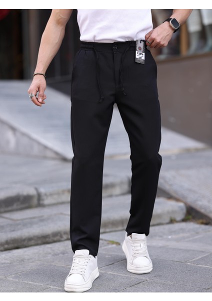 Erkek Casual Double Kumaş Yan Lastik Jogger Pantolon