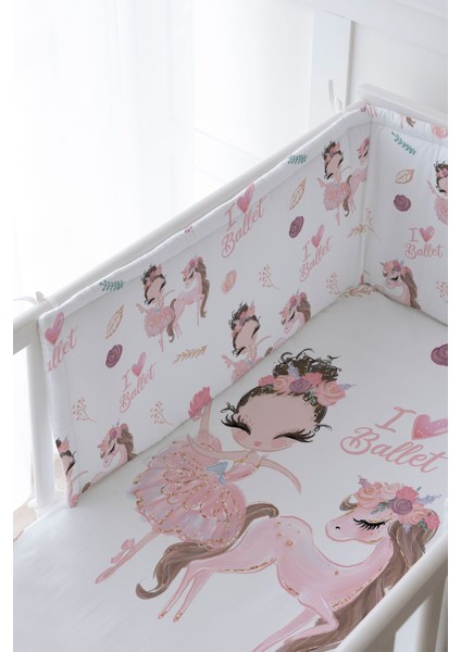 Bebek Başucu Koruyucu ve Baskılı Çarşaflı Uyku Seti - For Baby Serisi - Balerin ve Unicorn fiyatları
