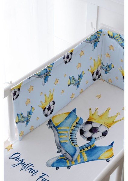 Bebek Başucu Koruyucu ve Baskılı Çarşaflı Uyku Seti - For Baby Serisi - Sarı Lacivert fiyatları