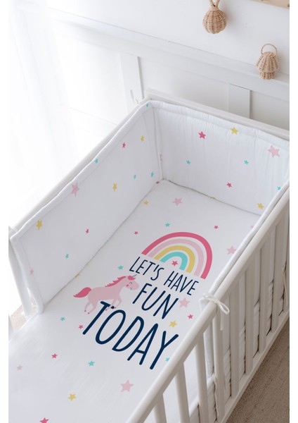 Bebek Başucu Koruyucu ve Baskılı Çarşaflı Uyku Seti - Pure Baby Serisi - Unicorn Fun modelleri