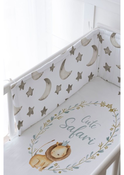 Bebek Başucu Koruyucu ve Baskılı Çarşaflı Uyku Seti - For Baby Serisi - Aslanlı Çember fiyatları