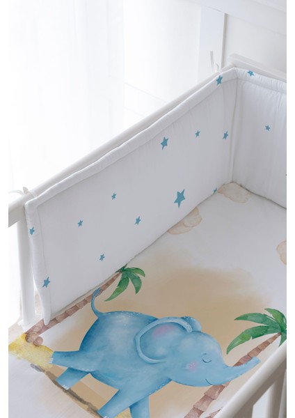 Bebek Başucu Koruyucu ve Baskılı Çarşaflı Uyku Seti - Pure Baby Serisi - Sevimli Fil fiyatları