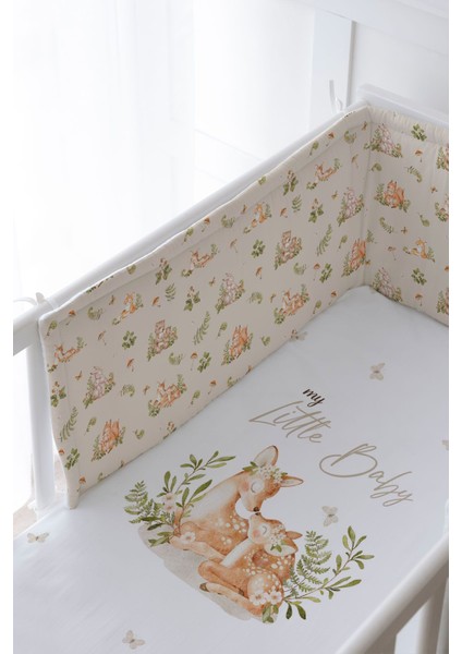 Bebek Başucu Koruyucu ve Baskılı Çarşaflı Uyku Seti - For Baby Serisi - Mom And Baby Deer fiyatları