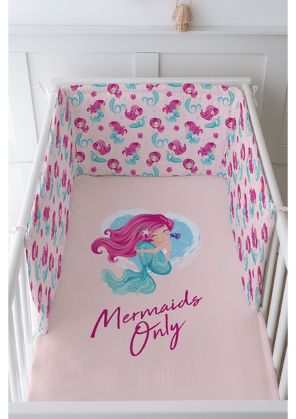 Bebek Başucu Koruyucu ve Baskılı Çarşaflı Uyku Seti - Iconic Serisi - Little Mermaid