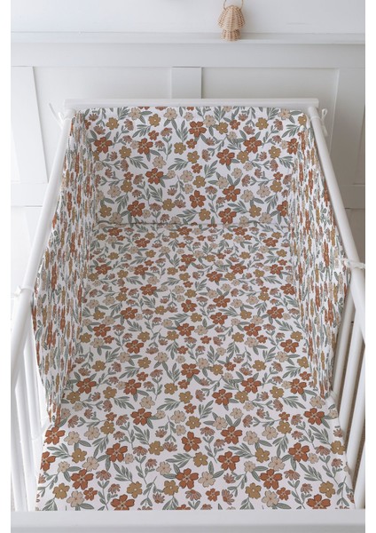 Bebek Başucu Koruyucu ve Baskılı Çarşaflı Uyku Seti - Iconic Serisi - Vintage Flower