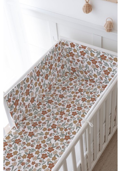 Bebek Başucu Koruyucu ve Baskılı Çarşaflı Uyku Seti - Iconic Serisi - Vintage Flower modelleri