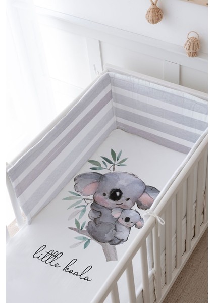 Bebek Başucu Koruyucu ve Baskılı Çarşaflı Uyku Seti - Pure Baby Serisi - Bebek ve Anne Koala modelleri