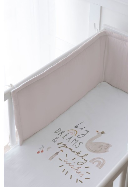 Bebek Başucu Koruyucu ve Baskılı Çarşaflı Uyku Seti - Royal Serisi - Princess Swan fiyatları