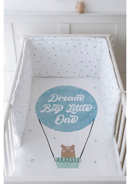 Bebek Başucu Koruyucu ve Baskılı Çarşaflı Uyku Seti - Pure Baby Serisi - Bear Dream