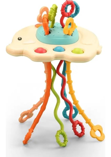 Etkinlik Geliştirme Çekme Oyuncaklar Silikon Diş Çıkarma Çıngırak Eğitimsel Öğrenme Oyuncak Bebek Duyusal Montessori Oyuncakları 6 12 Ay Renk: Bej Fil (Yurt Dışından)