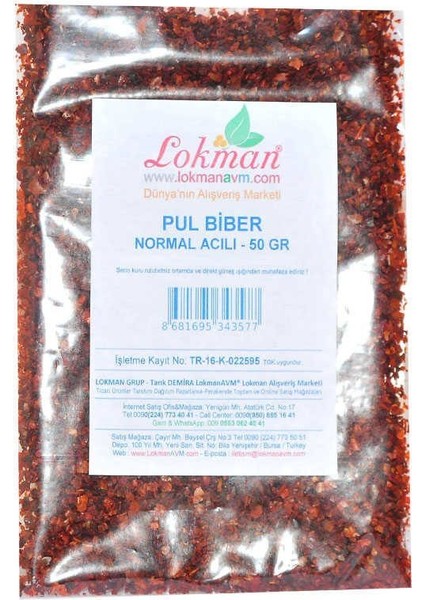 Pul Biber Normal Acılı 50 gr Paket