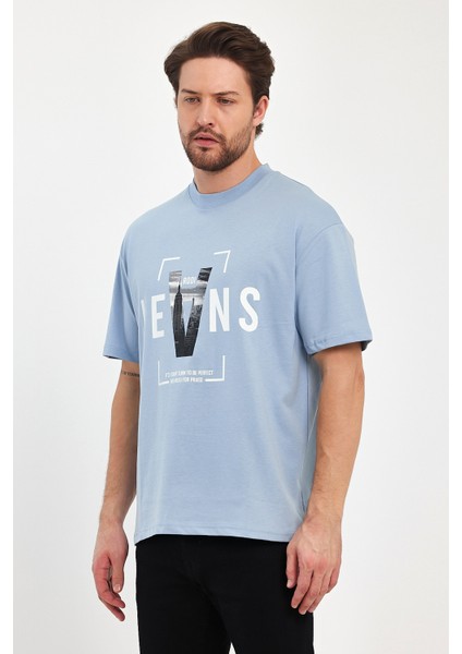 Erkek Bisiklet Yaka Jeans Baskılı T-Shirt 7022 fiyatları
