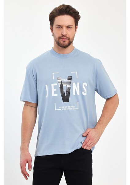 Erkek Bisiklet Yaka Jeans Baskılı T-Shirt 7022 fırsatları