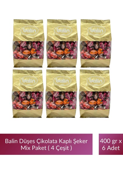 Düşes Çikolata Kaplı Mix Şeker ( 4 Çeşit ) 400 gr x 6 Adet