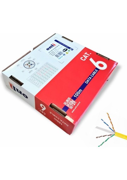 Onli 23AWG Utp Cat6 Network Kablosu Sarı 100MT Yerli Üretim