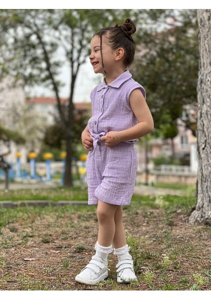 Kız Çocuk Müslim Gömlekli Şortlu Takım
