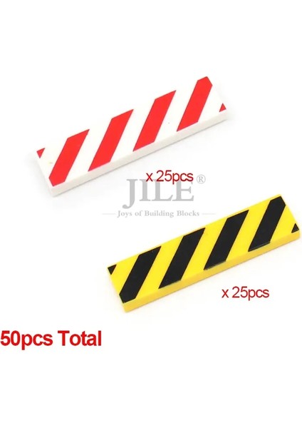 50PCS Moc Fayans 1x4 1x3 Tablet Ahşap Tahıl Tehlikesi Çizgileri Desen Diy Yapı Taşları Tuğlalar 2431 63864 Renk: Uyarı 50PCS (Yurt Dışından)