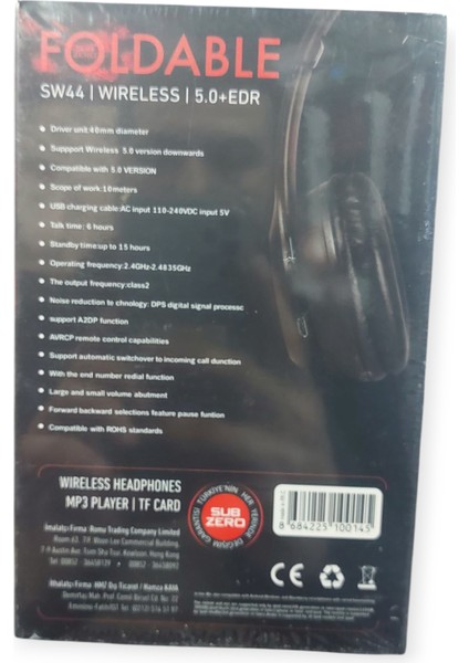 Fodable P47 Kulak Üstü Katlanabilir SW44 Wıreless 5.0+Edr Aux + Sd Card Girişli Bluetooth Kulaklık