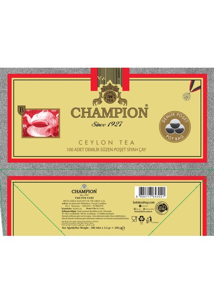 Demlik Poşet 100 lü (Seylan Çayı - Ceylon Tea)