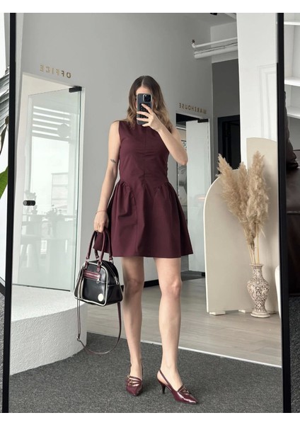 kadın Fermuar Detaylı Mini Şık Yazlık Elbise