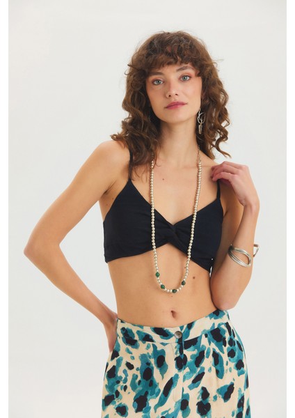 Arkası Gipeli Askılı Düz Renk Crop Bluz Çağla modelleri