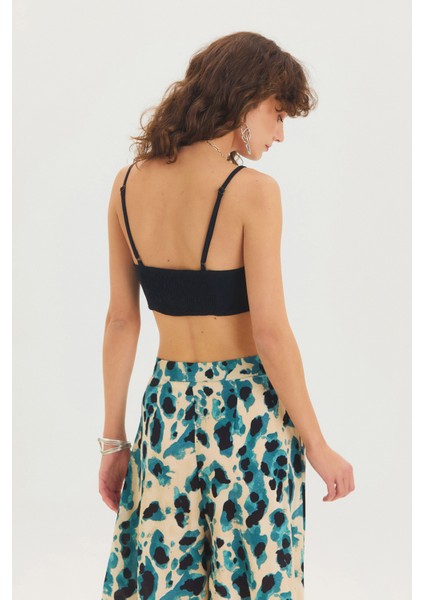 Arkası Gipeli Askılı Düz Renk Crop Bluz Çağla indirimleri