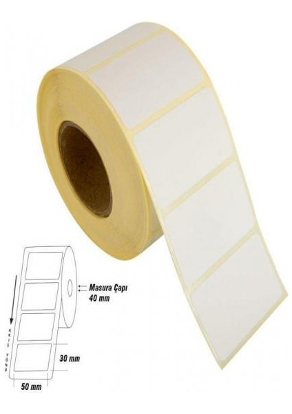 Umur Termal Etiket 50X30MM 1000 Li Rulo