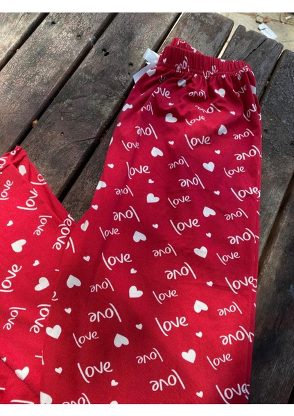 Yazlık Yumuşak Dokulu Pijama Altı Love Desenli